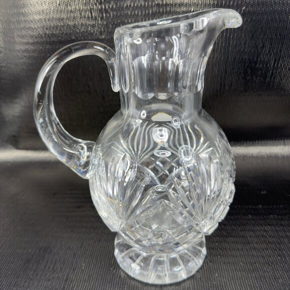 Vintage Polonia Clear Crystal Pitcher Jug Carafe Heavy Thick Poland Glass VTG - Picture 1 of 13